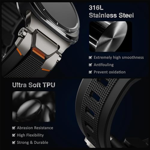 ULTIMAL Band for Samsung Galaxy Watch Ultra 47mm (2024) Compatible With Samsung Strap for Men Sport Rugged Premium TPU & Metal