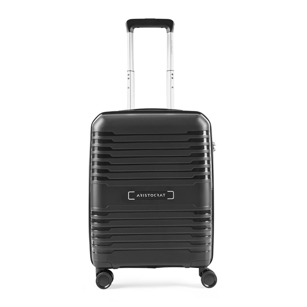 Harbour Cabin Trolley Bag 55 cm | Small | Polypropylene Hardshell Sided Luggage | Smooth 8-Wheel Suitcase | Combination Lock with Sturdy Zipper| 7-Year Warranty - Unisex (Black)