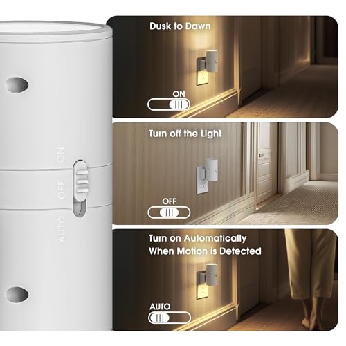 Briignite Motion Sensor Night Light,2 Pack Motion Activated Plug in Night Lights, 0-100LM Dimmable Soft White 3000K, Motion Sensor Light Indoor for Bathroom Hallway Bedroom Stairway Kid Elderly Pet — view 4