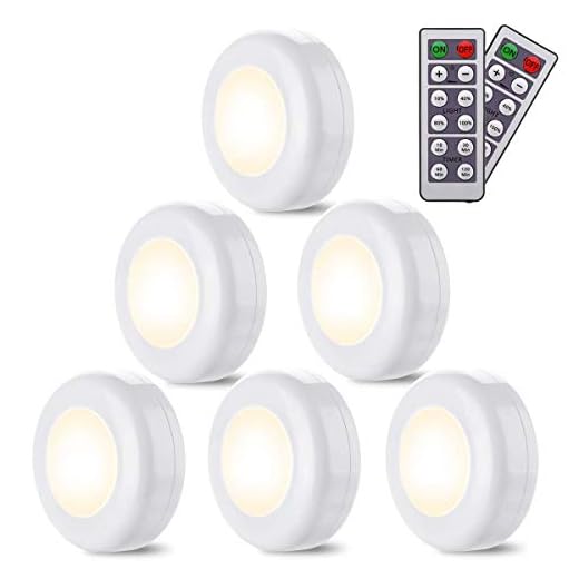LED Closet Lights Elfeland 6 Pack Wireless LED Puck Light Under Cabinet Lighting with Remote Control Timer Function Under Counter Lighting Dimmable Battery Powered Night Lights Stick On Light(White)