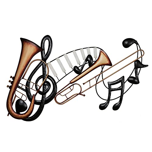 Musical Interlude Wall Art Multi Metallic - Metal Artwork - Music Theme Note Decor - Instrument Design - Treble Clef - Themed Sculpture for Bedroom, Living Room - Studio 39 Inches Wide