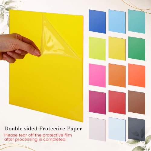 Image of Geetery 30 Pcs Colored Acrylic Sheets, 7.9 x 10 x 1 /8 Inch Thick Translucent Cast Acrylic Sheet, Plastic Board for Back to School DIY Project Picture Frame, Art Craft Laser Cutting Engraving, 15 Color