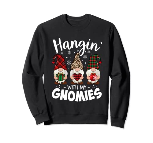 Hangin With My Gnomie Leopard Mujeres Christmas Gnomie Buffalo Sudadera