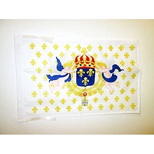 AZ FLAG - Drapeau Royaume de France Cœur de Jésus - 45x30 cm - Pavillon Royaliste Ancien Régime Sacré Cœur - Roi 100% Polyester Avec Deux Cordelettes - 20g