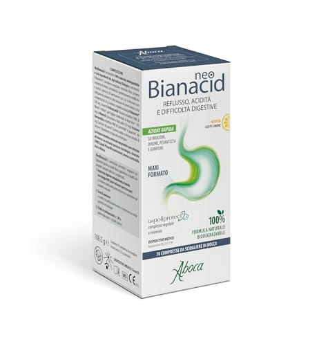 Aboca NeoBianacid 70 Compresse - Acidità, Reflusso e Difficoltà Digestive (70 Compresse Limone)