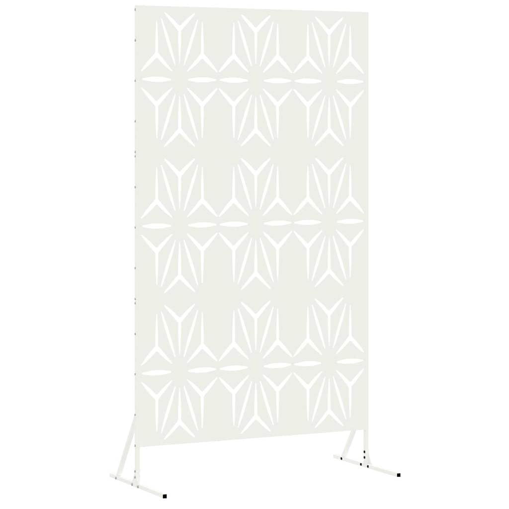 Steel Garden Privacy Screen White 100x50x180cm Outdoor Fence Panel for Windbreak Balcony Terrace Decorative Screening Modern Freestanding Divider
