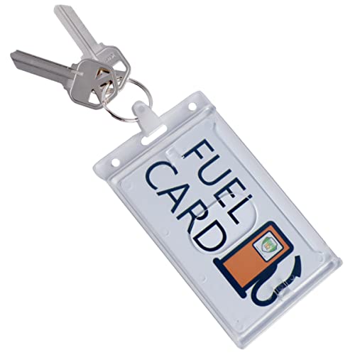 Specialist ID Rigid Fuel Card Holder with Key Ring - Clear Hard Plastic Card Protector Keychain for Fleet, Gas Cards - 2 Pack