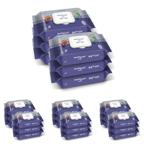 Image of Bumtum Baby Gentle 99% Pure Water Soft Moisturizing Wet Wipes With Lid | Aloe Vera & Chamomile Extracts | Paraben & Sulfate Free (Pack of 24, 72 Pcs. Per Pack)