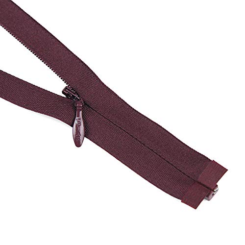 Size #5 Invisible Separating Zipper, 7" Length, Burgundy Wine, Bias Bespoke Brand