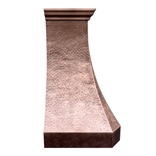 Image of SINDA Wall Mount Copper Range Hood, Hand-Crafted Copper Range Hood with High Airflow Centrifugal Blower, Includes SUS 304 Liner and Baffle Filter, High CFM Vent Motor, 30 inchWx36 inchH, H30LNW3036 (In Stock)