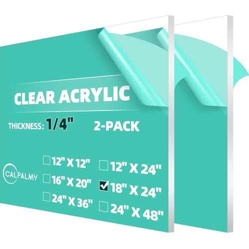 CALPALMY (2 Pack) 1/4' Thick Clear Acrylic Sheets...