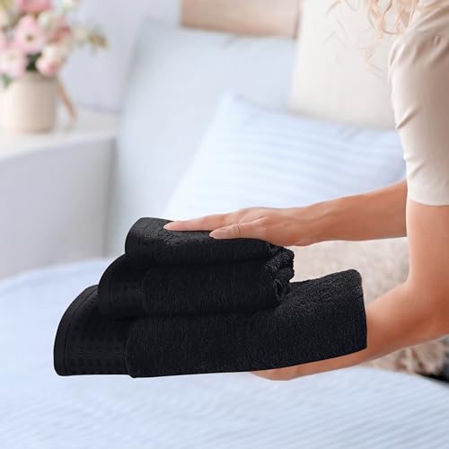 image for GLAMBURG Ultra Soft 3 Pack Cotton Towel Set, Contains a Bath Towel 28x