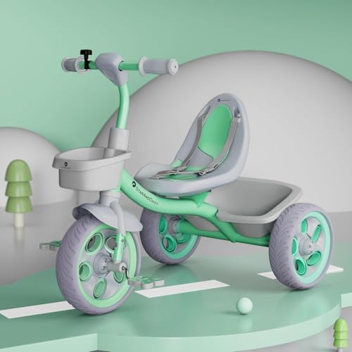 Image of StarAndDaisy Kids Cycle for 2-5 Years Boy & Girl /Tricycle with EVA Wheels, Bell & Basket /Baby Trike Cycle 30 Kg Capacity, 3-Point Safety Belt (Green..)