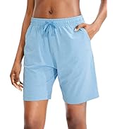 JOCAFIYE 2024 Kurze Hosen Damen Shorts Damen Jersey Shorts mit tiefen Taschen 7 Zoll Lang Lässig ...