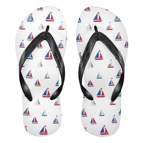 Burbuja Sailboats Flip Flops for Women Men, Soft Thong Sandals Rubber Slippers for Pool Beach Essentials