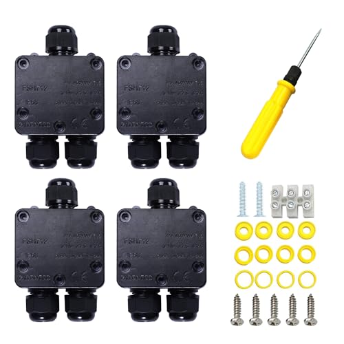 4 Piece Junction Box Waterproof IP68: 3-Way Underground Cable Connector Waterproof Junction Box Outdoor for Cables with 5 mm