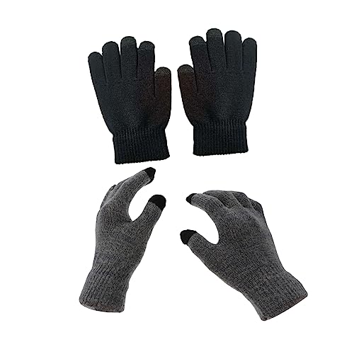 LIOOBO Winter Gloves 2 Pairs Windproof Elastic Protective Game Gloves Thicken Warm Inner for Outdoor Use