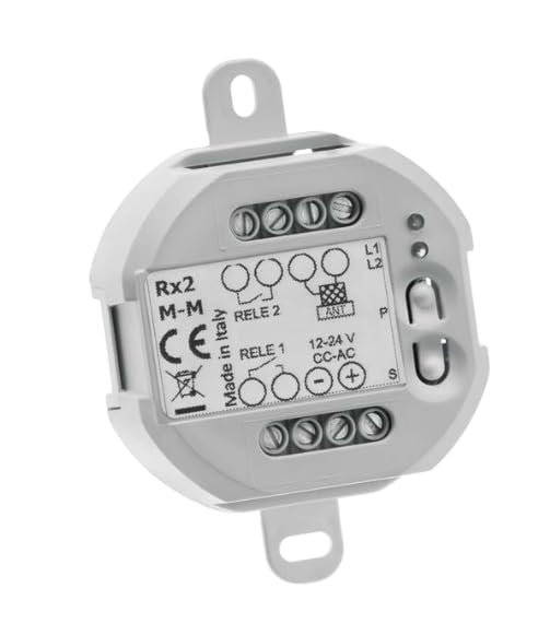 Ricevitore Universale Multifrequenza RX2 MFM, 2 Canali, 433-868 MHz, Rolling Code e Codice Fisso, 12-24V AC/DC, 40 Codici, Made in Italy