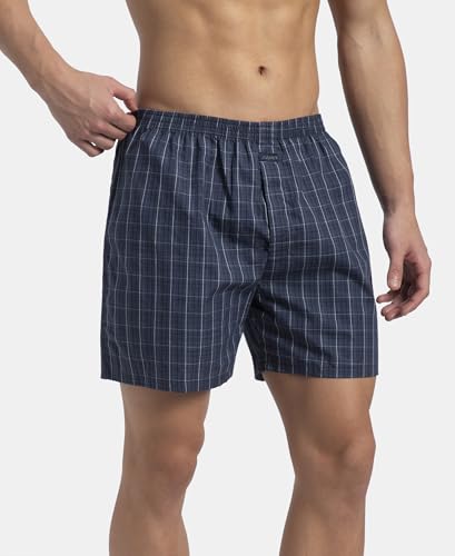 Image of Jockey 1222 Men Super Combed Mercerized Cotton Woven Checkered Boxer Shorts with Back Pocket (Pack of 2, Colors & Prints May Vary)
