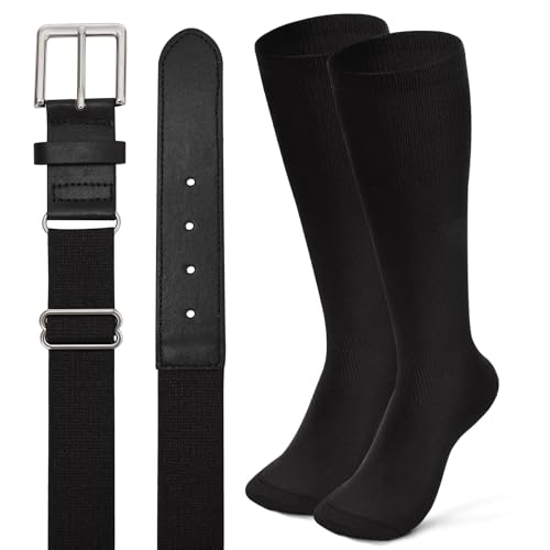 Image of XZQTIVE Baseball Softball Socks and Baseball Softball Belt Combo Set Knee-High Soccer Socks for Kids Youth Adult