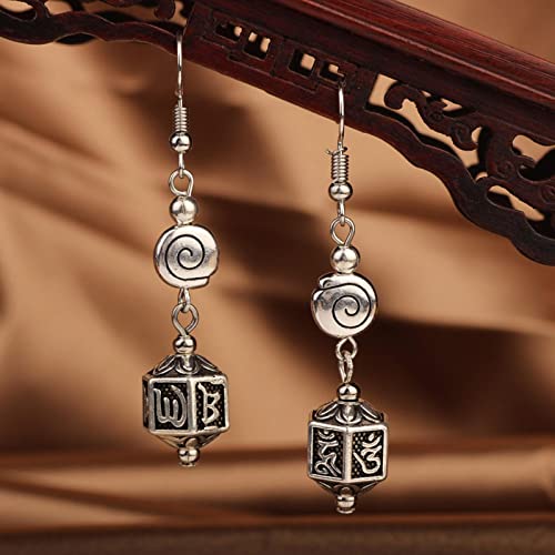 SALAN Ethnique Nouvelles Boucles d'oreilles Longues du Népal Antiques, Pierres Naturelles, Vintage pour Femmes