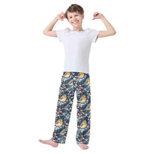 Pajama Pants Birds Tree Branches Snow PJ Bottoms Sleepwear Lounge Sleep Pant with Pockets2