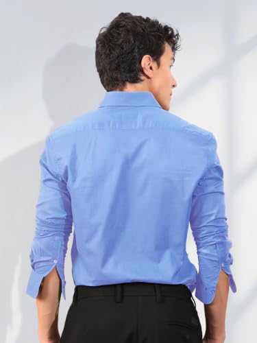 Image of Pinkmint Men's Solid Shirt | Soft Cotton Blend | Casual Shirt | Plain | Full Sleeve - Regular Fit (Available in Plus Size and Pack of 2)