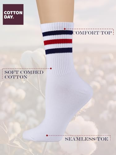 Image of COTTON DAY Women's Soft Combed Cotton Socks Seamless Toe Black White Navy