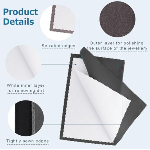 WUSJCOF 4 piezas paños de limpieza de plata para joyas, reutilizables gamuza limpia plata, limpiar plata, paño de limpieza de plata para cobre, oro, plati, plata esterlina, plata - imagen 3