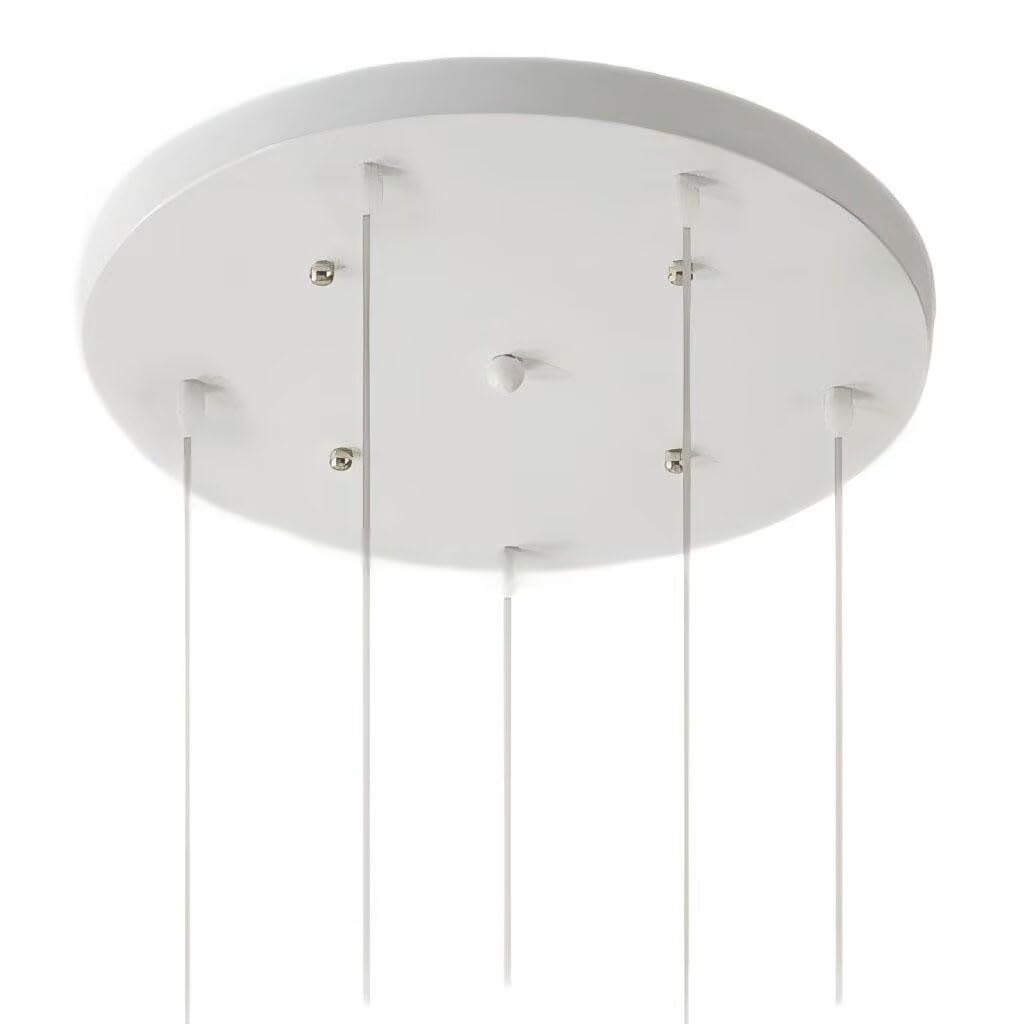 DESHOME 50cm Round Ceiling Rose Cover White 5 Hole Metal Chassis Pendant Light Fitting Kit, Ceiling Canopy Cover Plate with Accessories(Wire not Included), for Ceiling Lights, Hanging Fixture