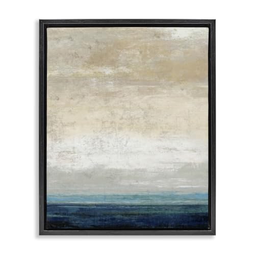 'Distressed Ocean Landscape Abstract'| Floating Frame Canvas Art