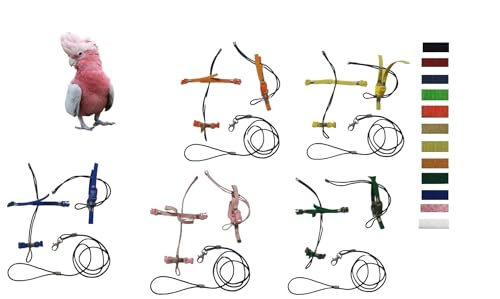 Arnés para cacatúa rosa elástico que evita tirones en el cuello 2