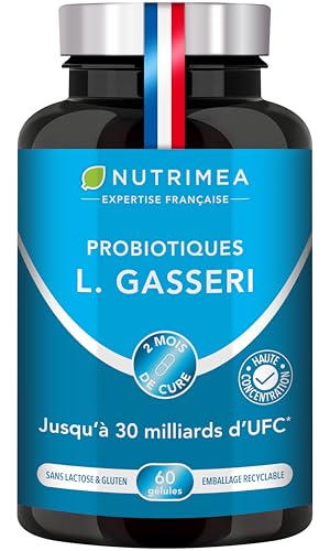 Lactobacillus Gasseri – 30 Milliards d'UFC – Probiotique pour Flore Intestinale & Digestion – Ventre Plat & Detox – Métabolisme et Contrôle du Poids - 60 Gélules Vegan - Nutrimea - Fabriqué en France