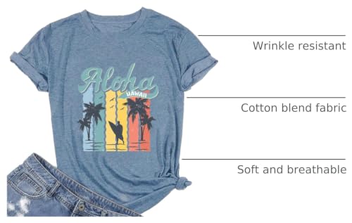 Image of Vacay Mode T Shirts for Women Summer Beach Hawaii Vacation Short Sleeve Tops Holiday Cruise Getaway T Shirts