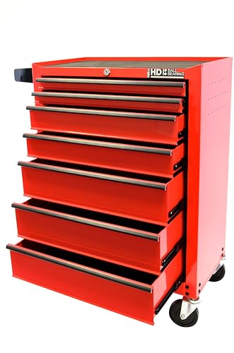 Hilka Heavy Duty 7 Drawer Trolley with Ball Bearing Slides, Red