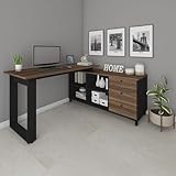 Escrivaninha em L Madri Ipê Preto