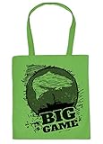 Aufdruck in kräftigen Farben Angler-Sprüche Geschenktasche, Baumwolltasche Hochseefischen, Angeln Motiv : Big Game - Einkaufstasche Angelsport Stofftasche - Farbe : Hellgrün