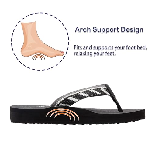 Ampeo Women's Arch Support Flip Flops Comfortable Casual Summer Beach Thong Sandals