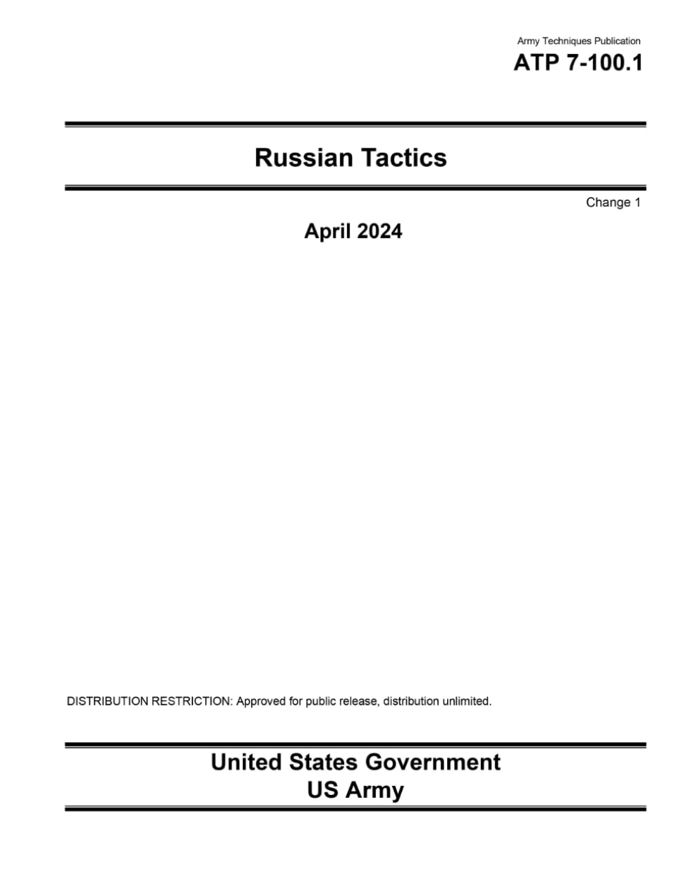 Army Techniques Publication ATP 7-100.1 Russian Tactics Change 1 April 2024