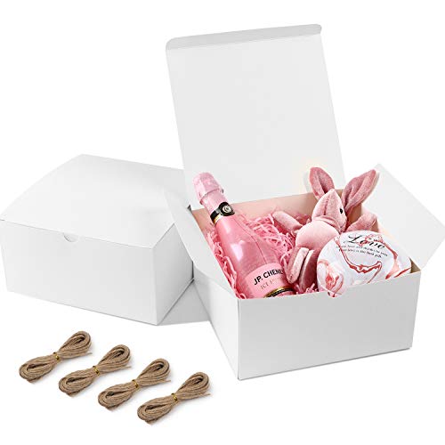 Moretoes 24pcs 8x8x4 Inches White Gift Boxes Wrapping Boxes, Christmas Gift Boxes, Bridesmaids Proposal Boxes, Gift Boxes for Birthday, Cupcake Boxes