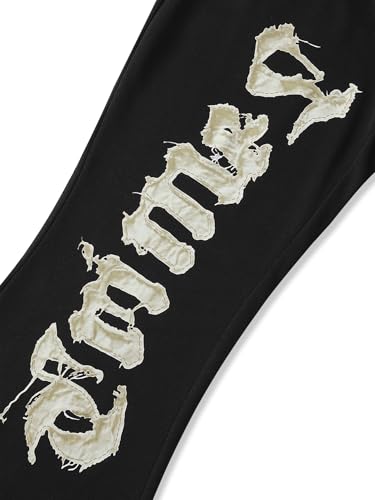 Men's Graphic Stacked Sweatpants Streetwear Gothic Drawstring Flared Sweat Pants4