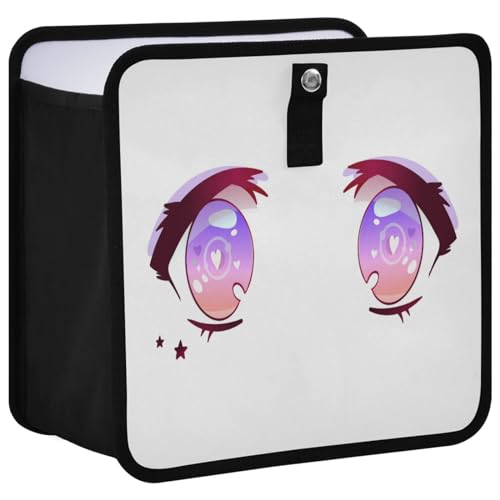 Image of Purple Pink Anime Kawaii Eyes Car Trash Can Foldable Hanging Car Trash Bag Bin Auto Garbage Can Leak-Proof Car Organizer(Large)