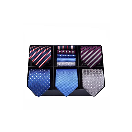 HISDERN Cravatte Uomo Elegante e Fazzoletto - Cravatta 5 pezzi e...