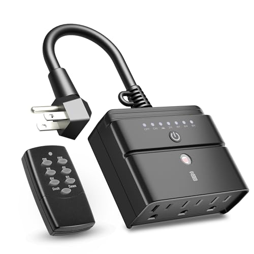 BN-LINK Outdoor Timer Outlet, Dusk-to-Dawn & Remote Control (100ft) -