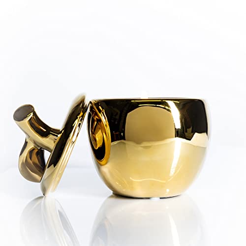 Thompson Ferrier Apple Ceramic Candle, Gold - Hand Poured Soy Wax with Fragrant Essential Oils - 180 to 220 Hours Burn Time - Birthday, Holiday, Wedding Gifts, 7”.5X5.5”X’5.5”