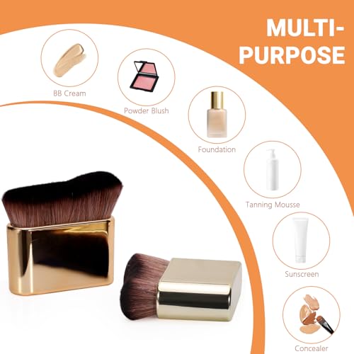 Huakaile Pacote com 2 pincéis profissionais autobronzeadores, pincéis de maquiagem para o rosto e o