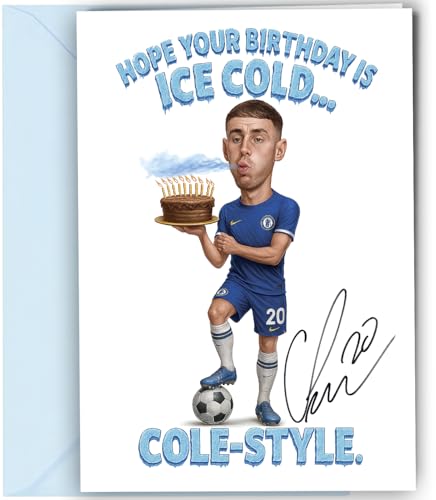 Cole Palmer Birthday Card Reproduction Pre Printed Boys Funny Football Caricature with Printed Autograph | Soccer Memorabilia Humorous Birthday Idea for Chelsea Fans and Collectors no1987