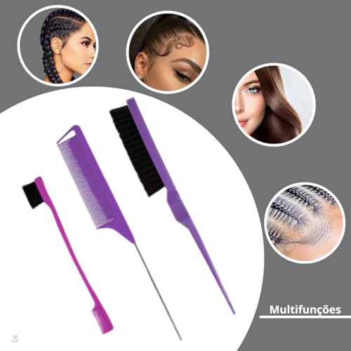3 Escova Escovinha Pente Baby Hair Sobrancelha Cabelo Aplicação De Lace Front Modelagem para Baby Ha