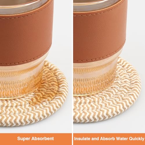 HIYALOT Boho Woven Cotton Drink Coasters