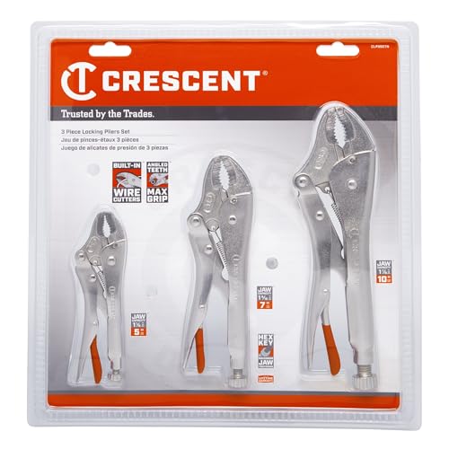 Crescent 3 Piece Curved Jaw Locking Pliers with Wire Cutter Set - CLP3SETN-08